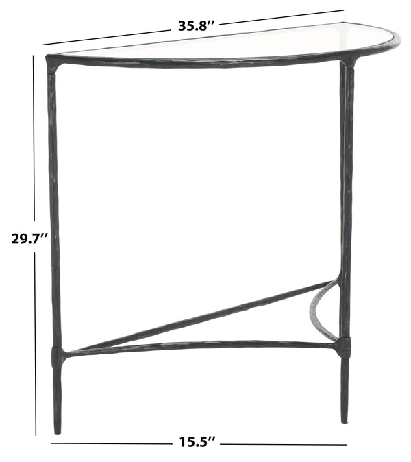Safavieh Isabellina Half Moon Console Table - Elegant Brass And Glass Design For Modern Home Décor Charm Black ,Clear Metal ,Glass Sfv9542b