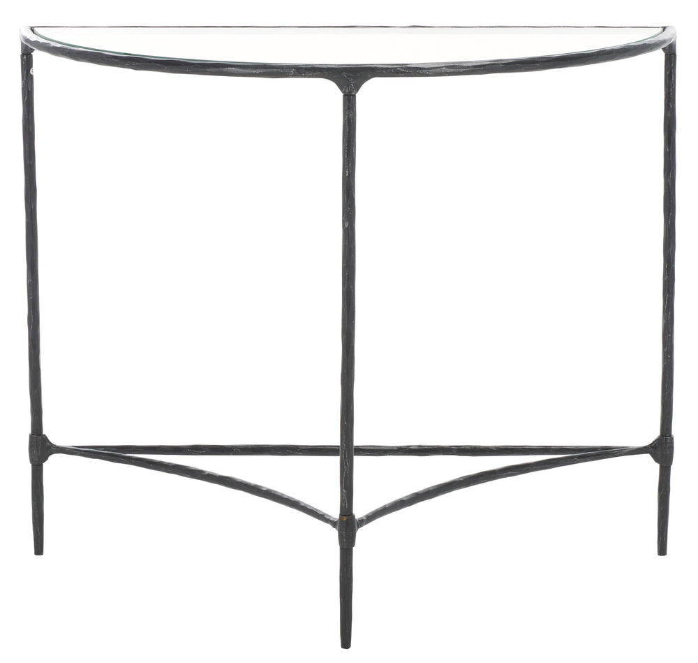 Safavieh Isabellina Half Moon Console Table - Elegant Brass And Glass Design For Modern Home Décor Charm Black ,Clear Metal ,Glass Sfv9542b