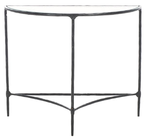 Safavieh Isabellina Half Moon Console Table - Elegant Brass And Glass Design For Modern Home Décor Charm Black ,Clear Metal ,Glass Sfv9542b