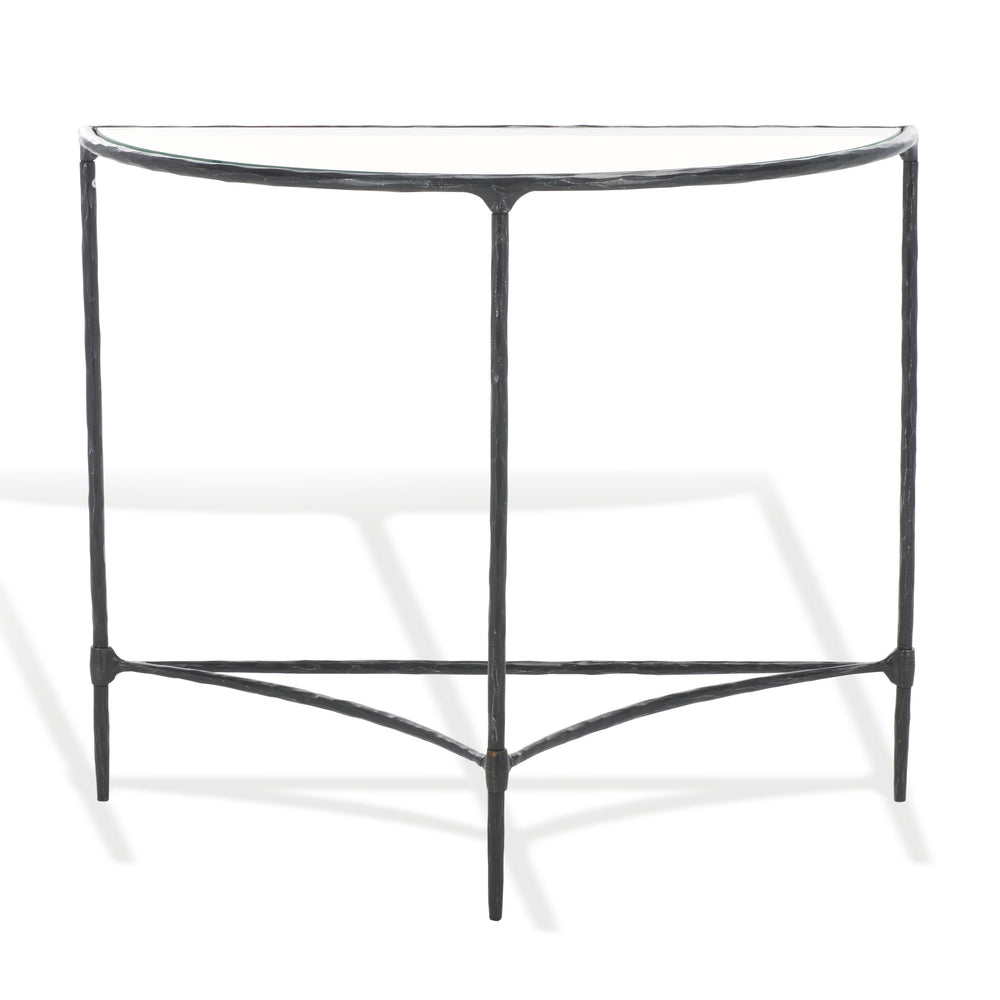 Safavieh Isabellina Half Moon Console Table - Elegant Brass And Glass Design For Modern Home Décor Charm Black ,Clear Metal ,Glass Sfv9542b