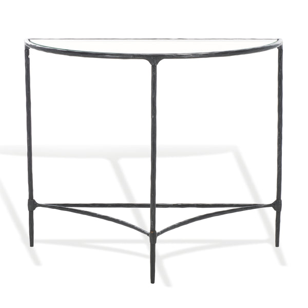 Safavieh Isabellina Half Moon Console Table - Elegant Brass And Glass Design For Modern Home Décor Charm Black ,Clear Metal ,Glass Sfv9542b