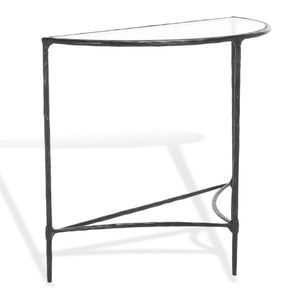 Safavieh Isabellina Half Moon Console Table - Elegant Brass And Glass Design For Modern Home Décor Charm Black ,Clear Metal ,Glass Sfv9542b