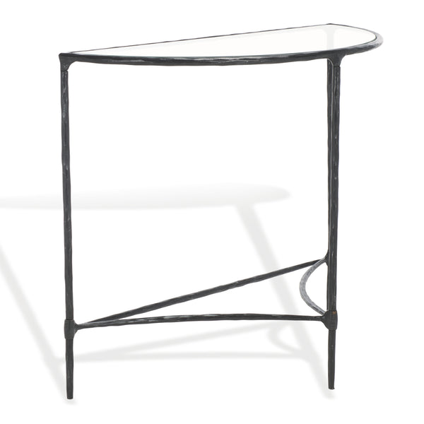 Safavieh Isabellina Half Moon Console Table - Elegant Brass And Glass Design For Modern Home Décor Charm Black ,Clear Metal ,Glass Sfv9542b