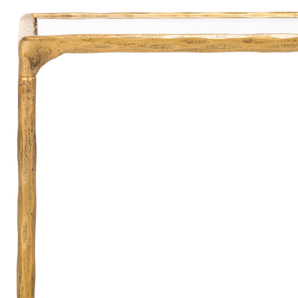 Safavieh Isabellina Metal And Glass Console Table – Elegant, Durable Design To Elevate Your Home Décor Style Brass ,Clear Metal ,Glass Sfv9543a