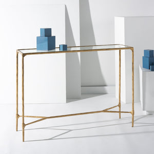 Safavieh Isabellina Metal And Glass Console Table – Elegant, Durable Design To Elevate Your Home Décor Style Brass ,Clear Metal ,Glass Sfv9543a