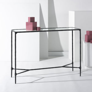 Safavieh Isabellina Metal And Glass Console Table – Elegant, Durable Design To Elevate Your Home Décor Style Black ,Clear Metal ,Glass Sfv9543b