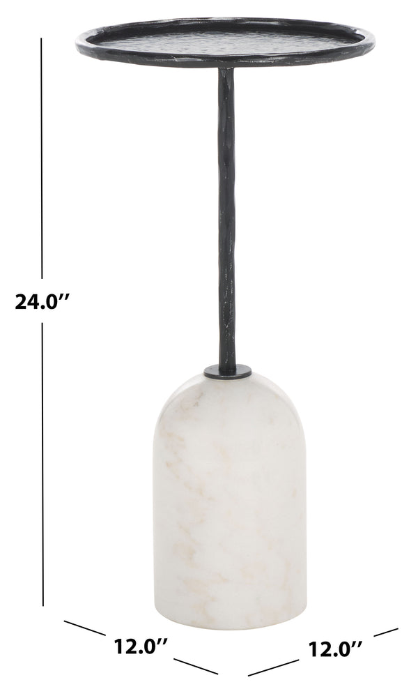 Safavieh Tanyarose Metal And Marble Accent Table - Chic Drink Holder For Modern Living Room Decor Black ,White Metal ,Marble Sfv9545a