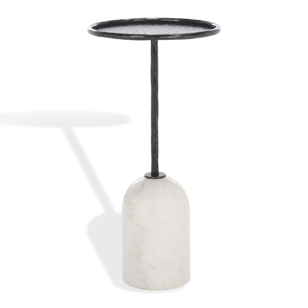 Safavieh Tanyarose Metal And Marble Accent Table - Chic Drink Holder For Modern Living Room Decor Black ,White Metal ,Marble Sfv9545a