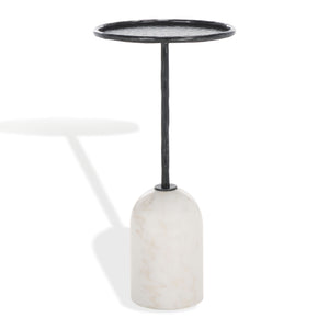 Safavieh Tanyarose Metal And Marble Accent Table - Chic Drink Holder For Modern Living Room Decor Black ,White Metal ,Marble Sfv9545a