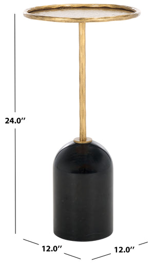 Safavieh Tanyarose Metal And Marble Accent Table - Chic Drink Holder For Modern Living Room Decor Black ,Black Metal ,Marble Sfv9545b