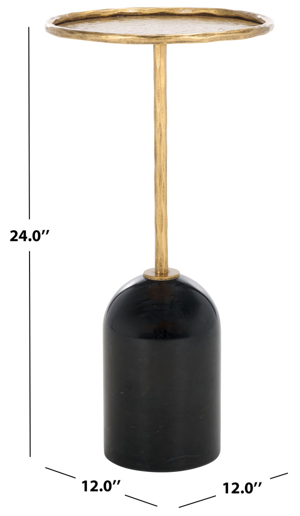 Safavieh Tanyarose Metal And Marble Accent Table - Chic Drink Holder For Modern Living Room Decor Black ,Black Metal ,Marble Sfv9545b