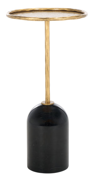 Safavieh Tanyarose Metal And Marble Accent Table - Chic Drink Holder For Modern Living Room Decor Black ,Black Metal ,Marble Sfv9545b