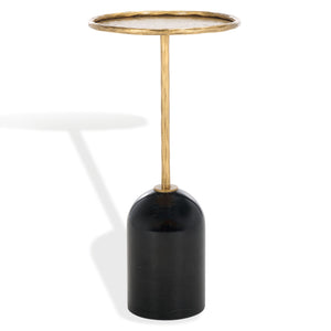 Safavieh Tanyarose Metal And Marble Accent Table - Chic Drink Holder For Modern Living Room Decor Black ,Black Metal ,Marble Sfv9545b