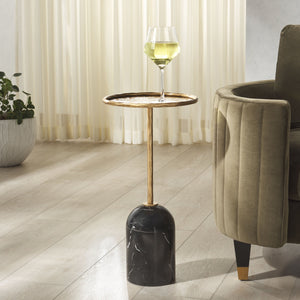 Safavieh Tanyarose Metal And Marble Accent Table - Chic Drink Holder For Modern Living Room Decor Black ,Black Metal ,Marble Sfv9545b