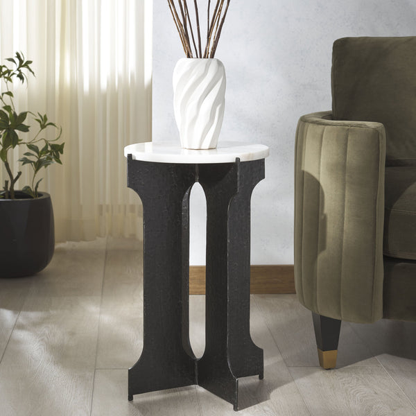 Safavieh Tayanna Metal And Marble Accent Table - Elegant Black & White Design For Stylish Home Décor Black ,White Metal ,Marble Sfv9546a