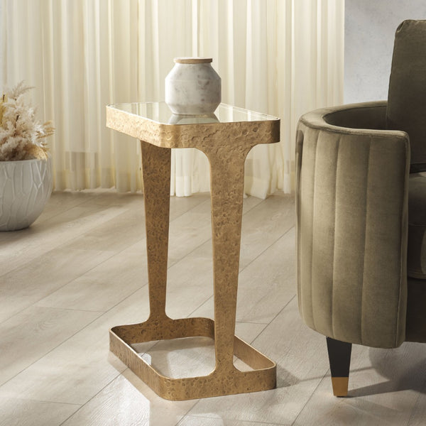 Safavieh VIKTOR Forged Metal Accent Table in Brass & Clear Glass - Stylish, Durable & Versatile Design SFV9547A