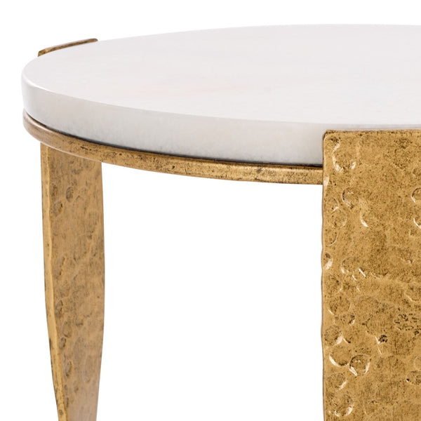 Safavieh RAYNIE Accent Table: Elegant Brass & Marble Design, Versatile for Living Room or Bedroom Decor SFV9548A