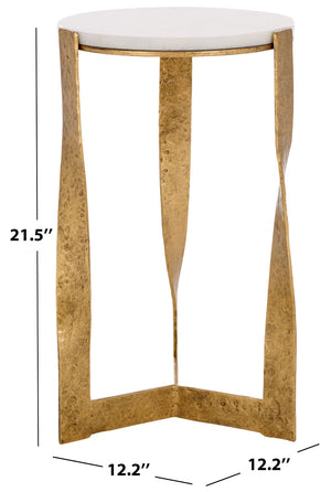 Safavieh RAYNIE Accent Table: Elegant Brass & Marble Design, Versatile for Living Room or Bedroom Decor SFV9548A