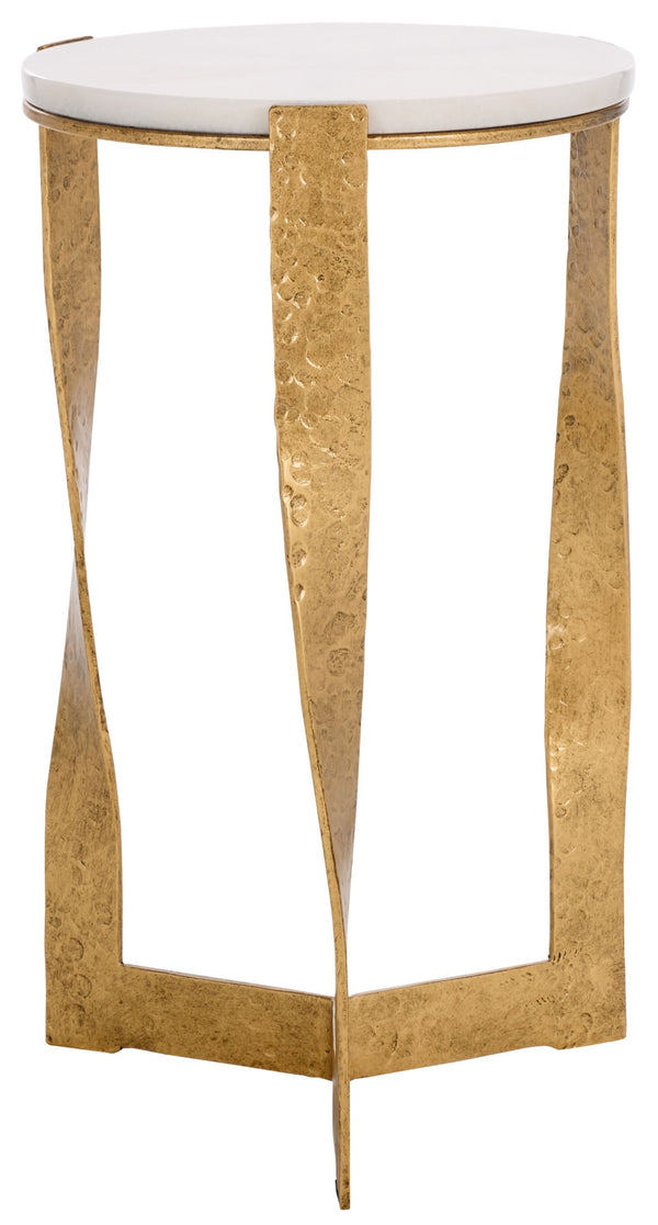 Safavieh RAYNIE Accent Table: Elegant Brass & Marble Design, Versatile for Living Room or Bedroom Decor SFV9548A