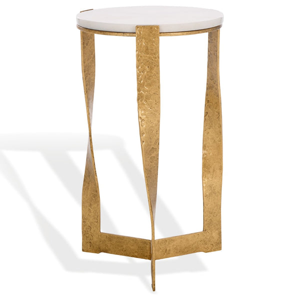 Safavieh RAYNIE Accent Table: Elegant Brass & Marble Design, Versatile for Living Room or Bedroom Decor SFV9548A