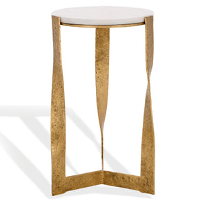 Safavieh RAYNIE Accent Table: Elegant Brass & Marble Design, Versatile for Living Room or Bedroom Decor SFV9548A