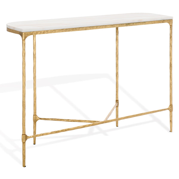 Safavieh Janowsky Metal & Marble Console Table - Brass And White Elegance For Chic Home Décor Centerpiece Brass ,White Metal ,Marble Sfv9550a