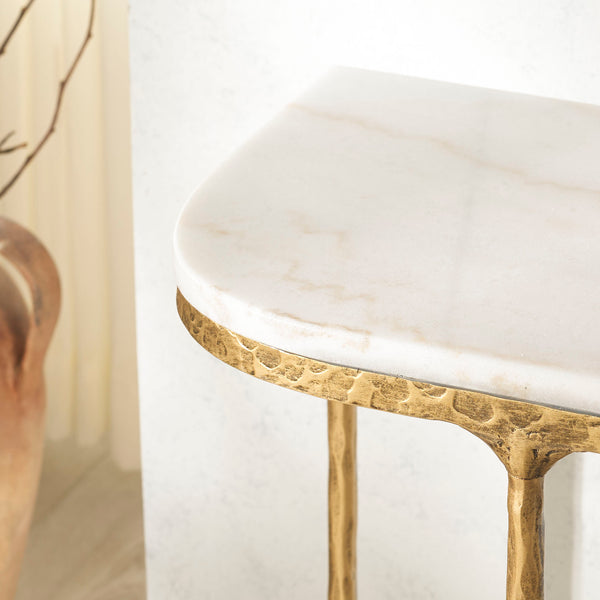 Safavieh Janowsky Metal & Marble Console Table - Brass And White Elegance For Chic Home Décor Centerpiece Brass ,White Metal ,Marble Sfv9550a
