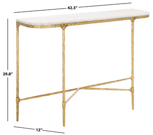 Safavieh Janowsky Metal & Marble Console Table - Brass And White Elegance For Chic Home Décor Centerpiece Brass ,White Metal ,Marble Sfv9550a