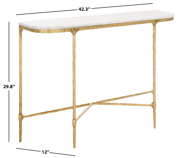Safavieh Janowsky Metal & Marble Console Table - Brass And White Elegance For Chic Home Décor Centerpiece Brass ,White Metal ,Marble Sfv9550a