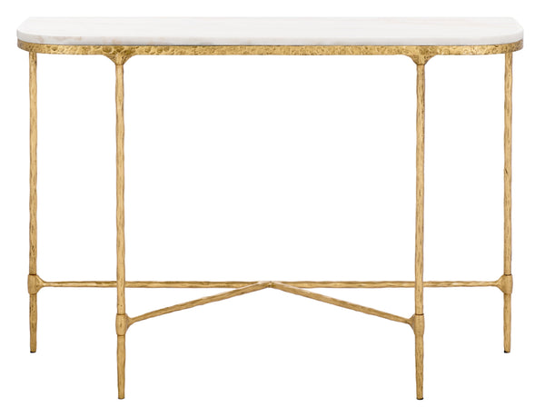 Safavieh Janowsky Metal & Marble Console Table - Brass And White Elegance For Chic Home Décor Centerpiece Brass ,White Metal ,Marble Sfv9550a