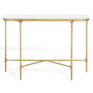 Safavieh Janowsky Metal & Marble Console Table - Brass And White Elegance For Chic Home Décor Centerpiece Brass ,White Metal ,Marble Sfv9550a