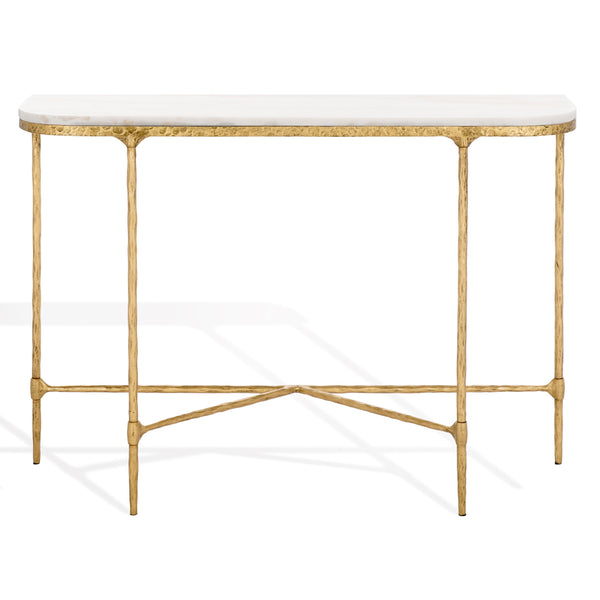 Safavieh Janowsky Metal & Marble Console Table - Brass And White Elegance For Chic Home Décor Centerpiece Brass ,White Metal ,Marble Sfv9550a