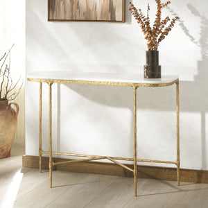 Safavieh Janowsky Metal & Marble Console Table - Brass And White Elegance For Chic Home Décor Centerpiece Brass ,White Metal ,Marble Sfv9550a