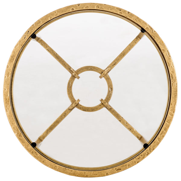 Safavieh Tauri Forged Metal Round Accent Table - Elegant Brass Design With Clear Glass Top For Any Space Brass ,Clear Metal ,Tempered Glass Sfv9551a