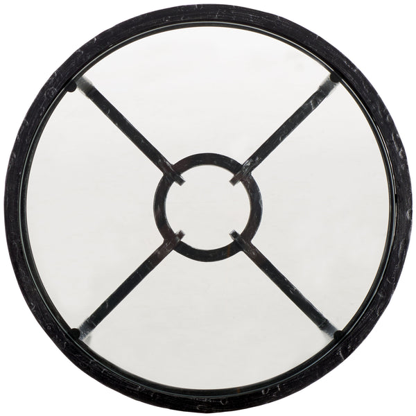 Safavieh Tauri Forged Metal Round Accent Table - Elegant Brass Design With Clear Glass Top For Any Space Black ,Clear Metal ,Tempered Glass Sfv9551b