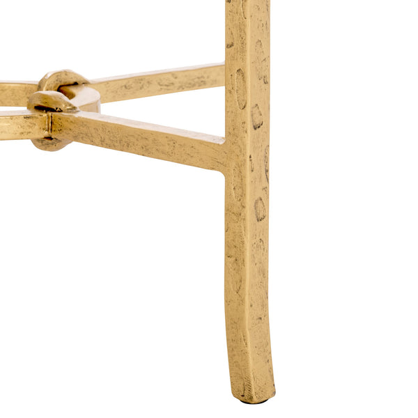 Safavieh Tauri Forged Metal Round Accent Table - Elegant Brass Design With Clear Glass Top For Any Space Brass ,White Metal ,Marble Sfv9551c