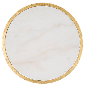 Safavieh Tauri Forged Metal Round Accent Table - Elegant Brass Design With Clear Glass Top For Any Space Brass ,White Metal ,Marble Sfv9551c