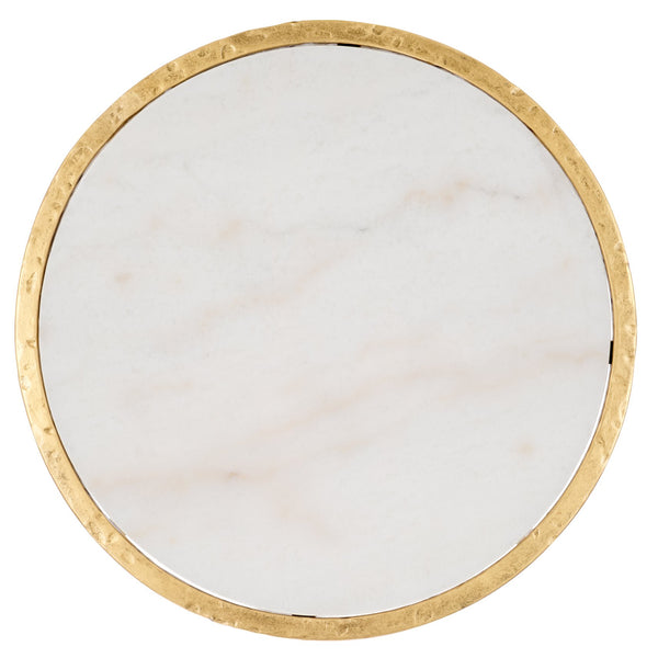 Safavieh Tauri Forged Metal Round Accent Table - Elegant Brass Design With Clear Glass Top For Any Space Brass ,White Metal ,Marble Sfv9551c