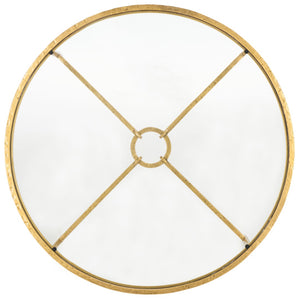 Safavieh TAURI Forged Metal Round Coffee Table - Industrial Elegance with Clear Glass Top for Modern Living Spaces Brass / Clear SFV9552A