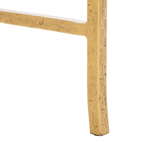 Safavieh TAURI Forged Metal Half Moon Console Table - Chic Sculptural Design for Modern Entryways & Living Spaces Brass / Clear SFV9553A