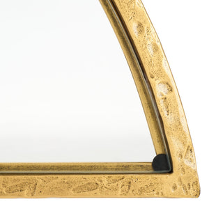Safavieh TAURI Forged Metal Half Moon Console Table - Chic Sculptural Design for Modern Entryways & Living Spaces Brass / Clear SFV9553A