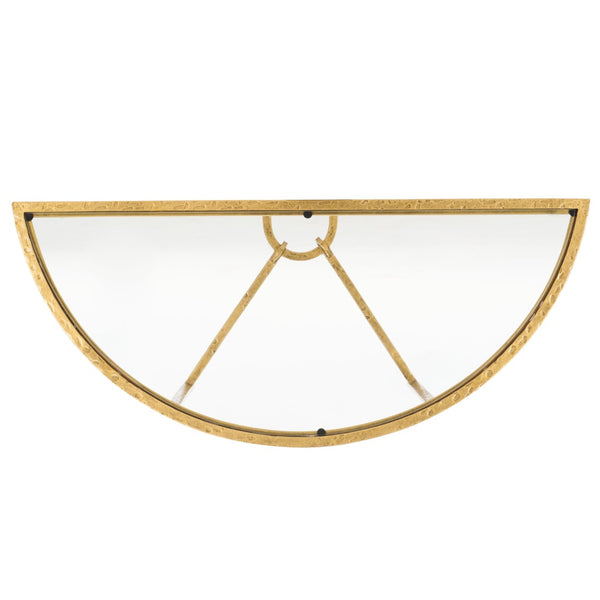 Safavieh TAURI Forged Metal Half Moon Console Table - Chic Sculptural Design for Modern Entryways & Living Spaces Brass / Clear SFV9553A