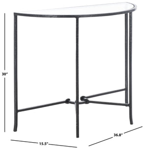 Safavieh Tauri Forged Metal Half Moon Console Table - Elegant Brass Finish With Clear Glass Top For Modern Homes Black ,Clear Metal ,Tempered Glass Sfv9553b