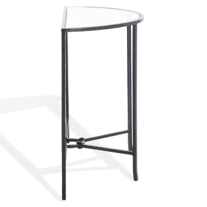 Safavieh Tauri Forged Metal Half Moon Console Table - Elegant Brass Finish With Clear Glass Top For Modern Homes Black ,Clear Metal ,Tempered Glass Sfv9553b