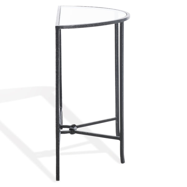 Safavieh Tauri Forged Metal Half Moon Console Table - Elegant Brass Finish With Clear Glass Top For Modern Homes Black ,Clear Metal ,Tempered Glass Sfv9553b