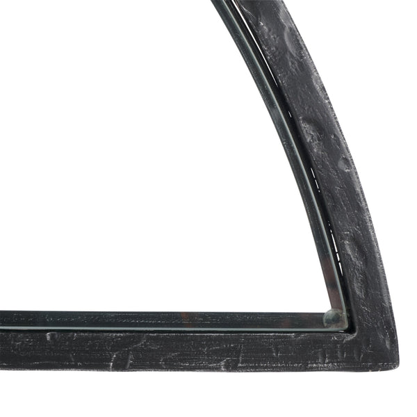 Safavieh Tauri Forged Metal Half Moon Console Table - Elegant Brass Finish With Clear Glass Top For Modern Homes Black ,Clear Metal ,Tempered Glass Sfv9553b