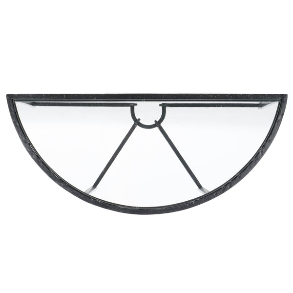 Safavieh Tauri Forged Metal Half Moon Console Table - Elegant Brass Finish With Clear Glass Top For Modern Homes Black ,Clear Metal ,Tempered Glass Sfv9553b