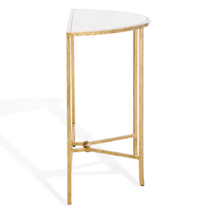 Safavieh Tauri Forged Metal Half Moon Console Table - Elegant Brass Finish With Clear Glass Top For Modern Homes Brass ,White Metal ,Marble Sfv9553c