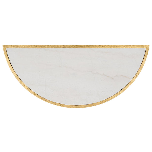 Safavieh Tauri Forged Metal Half Moon Console Table - Elegant Brass Finish With Clear Glass Top For Modern Homes Brass ,White Metal ,Marble Sfv9553c