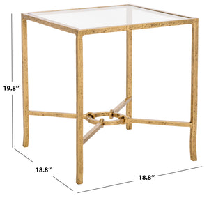 Safavieh Tauri Forged Metal Accent Table – Chic Brass Finish With Clear Glass Top For Elegant Home Decor Brass ,Clear Metal ,Tempered Glass Sfv9554a